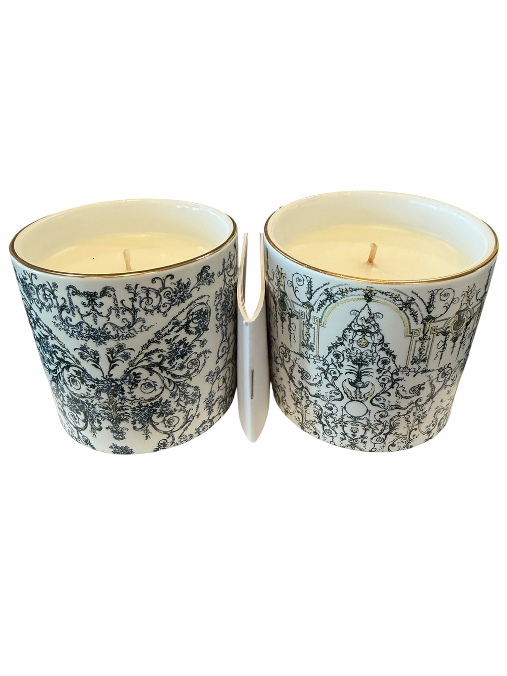 Dior White and Blue Decorative Candle Set with Ornate Pattern - Picture 2 of 5
